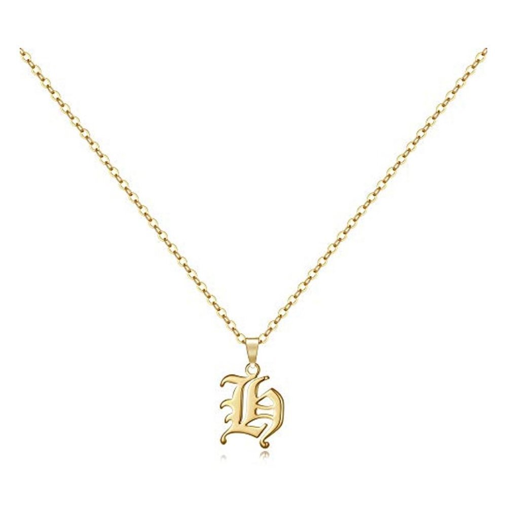 Letter H - Gold Old English Initial Necklace​